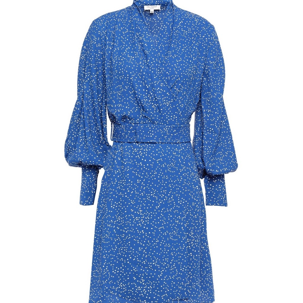 Women’s Equipment Crepe Blue Wrap Dress Size 2